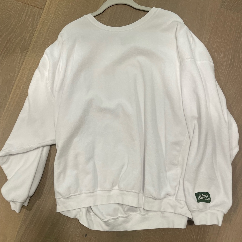 White Daily Drills Towel Terry Sweatshirt